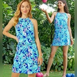 LILLY PULITZER Gianni Skort Romper Corsica Blue Turtle Villa Size M
